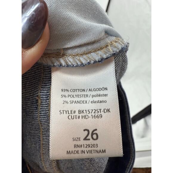 Hidden LA High Rise Straight Jeans Dark Wash Raw Hem Size 26 Stretch - Picture 10 of 11